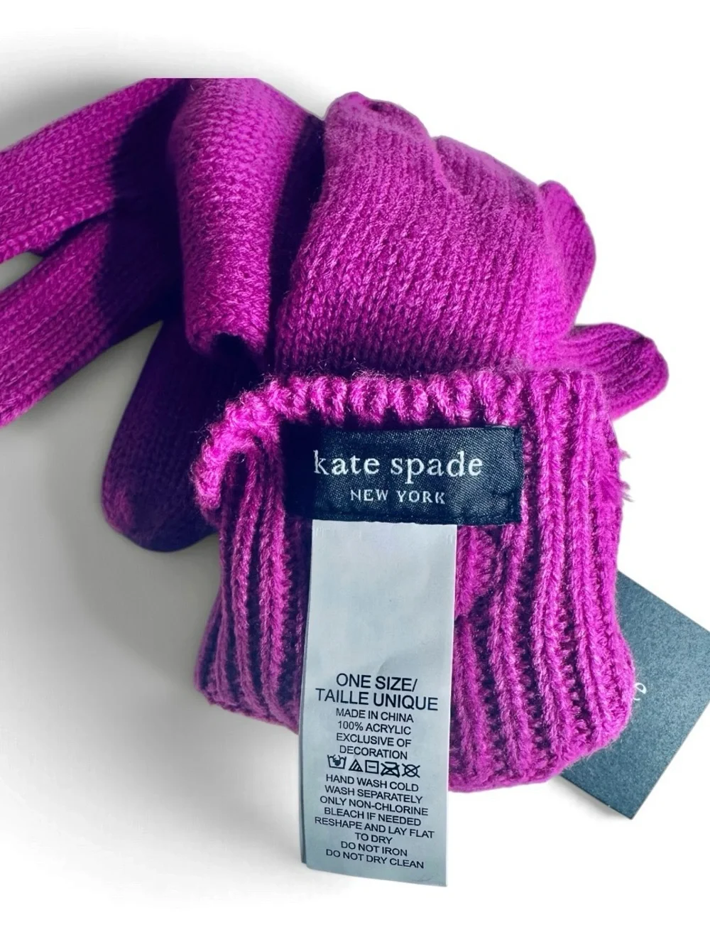 Kate Spade Flocked Spade Knit Gloves Marker Pink (Pink/Purple) One Size NWT